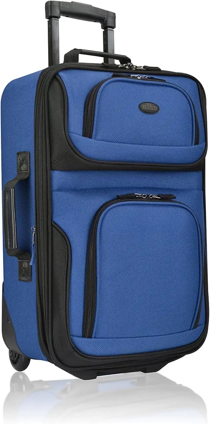 U.S. Traveler Rio Lightweight Carry-On Suitcase 20 Softside Expandable Design, Business and Travel, Blue, Set - 71jObmLXTNL._AC_SL1500_